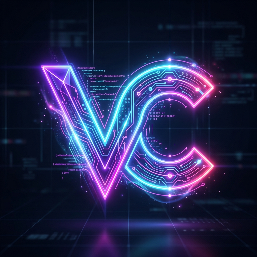 Vibe Codando - Logo futurista de desenvolvimento web